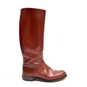 Vintage 1990s men’s cinnamon brown leather knee high pull on riding boots